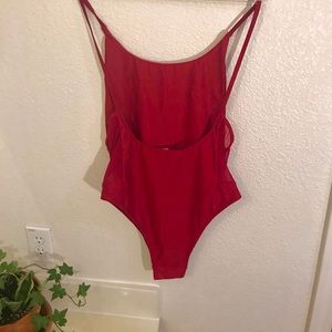 Backless Burgundy Swimsuit